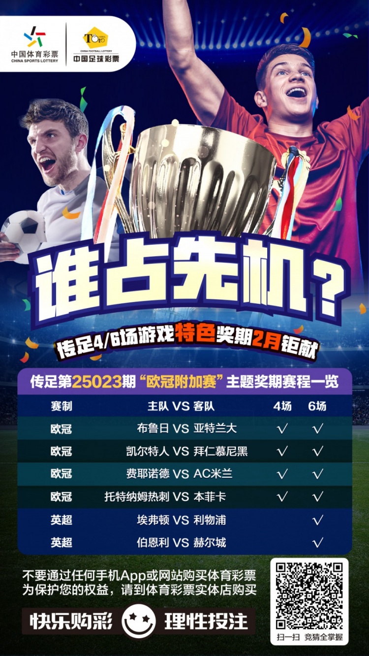  誰占先機(jī)？！傳足特色獎(jiǎng)期第25023期聚焦歐冠附加賽