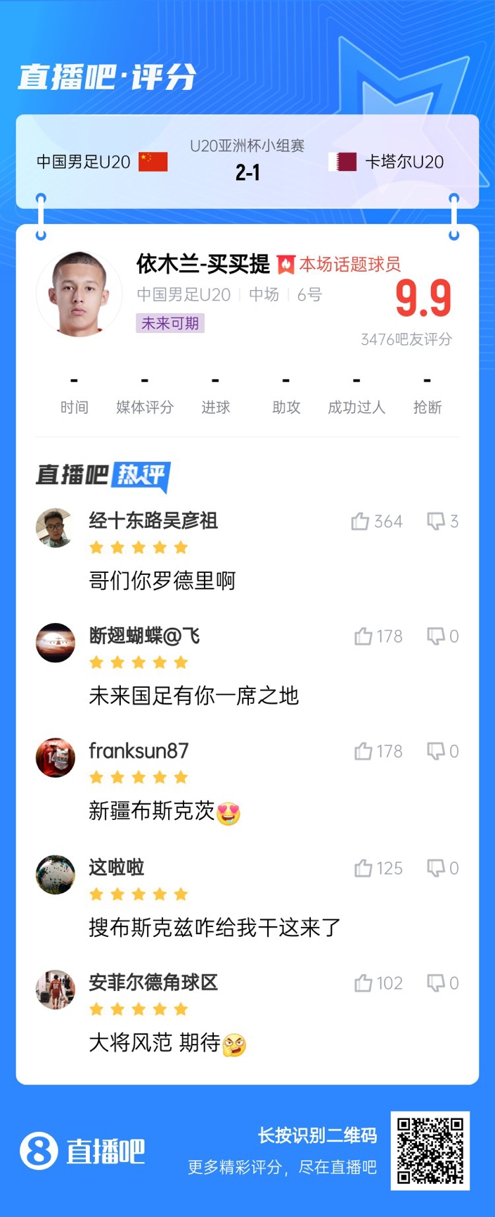  依木蘭+陳澤仕泰山中場連線！19歲依木蘭獲封：新疆布斯克茨！