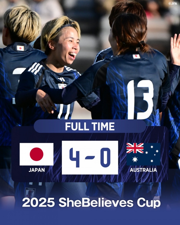  熱身賽日本女足4-0澳大利亞女足，田中美南2射1傳&長谷川唯任隊長