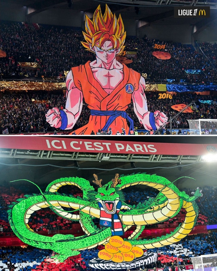  逝世一周年，法甲官推曬昔日巴黎主場龍珠TIFO：鳥山明經(jīng)典永存