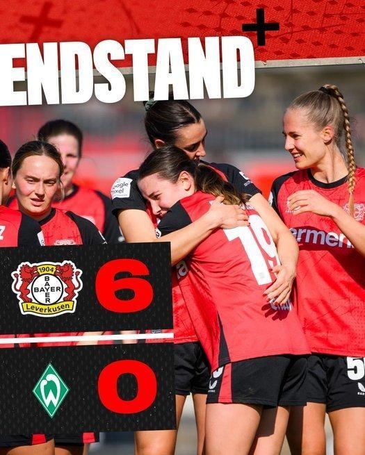  勒沃庫(kù)森女足6-0云達(dá)不來梅女足，沈夢(mèng)露首發(fā)出場(chǎng)59分鐘