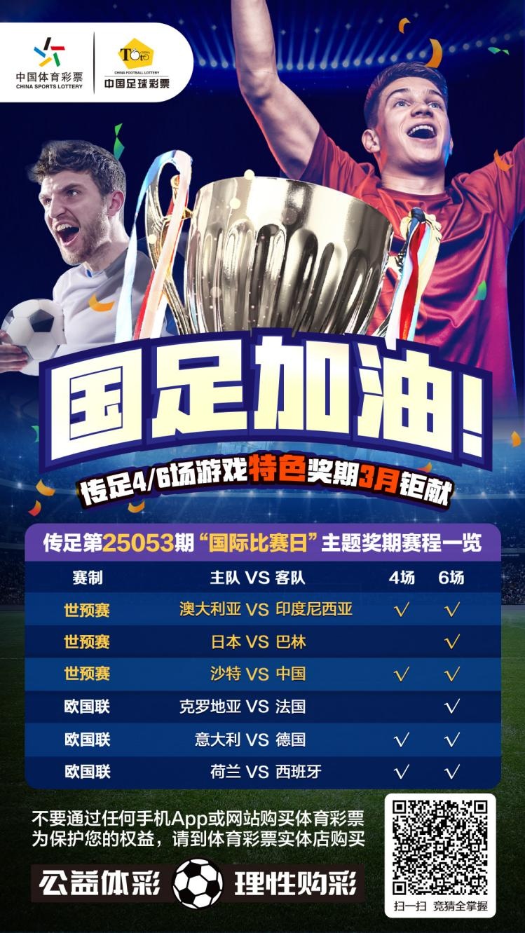  國(guó)足加油！傳足特色獎(jiǎng)期第25053期聚焦國(guó)際比賽日