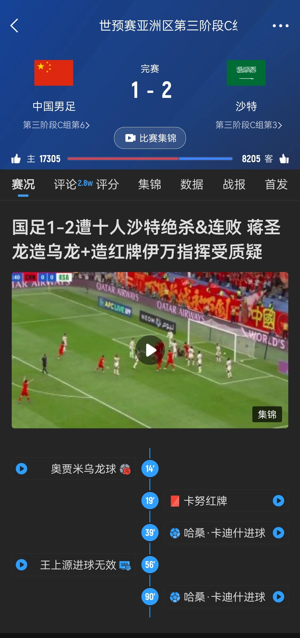  今天什么劇本？首戰(zhàn)沙特也是半場紅牌+蔣光太傷退，最后國足被翻